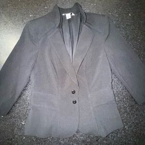 UEC White House Black Market Black Blazer ROUNDED HIGH COLLAR TAPERED WAIST SZ 6